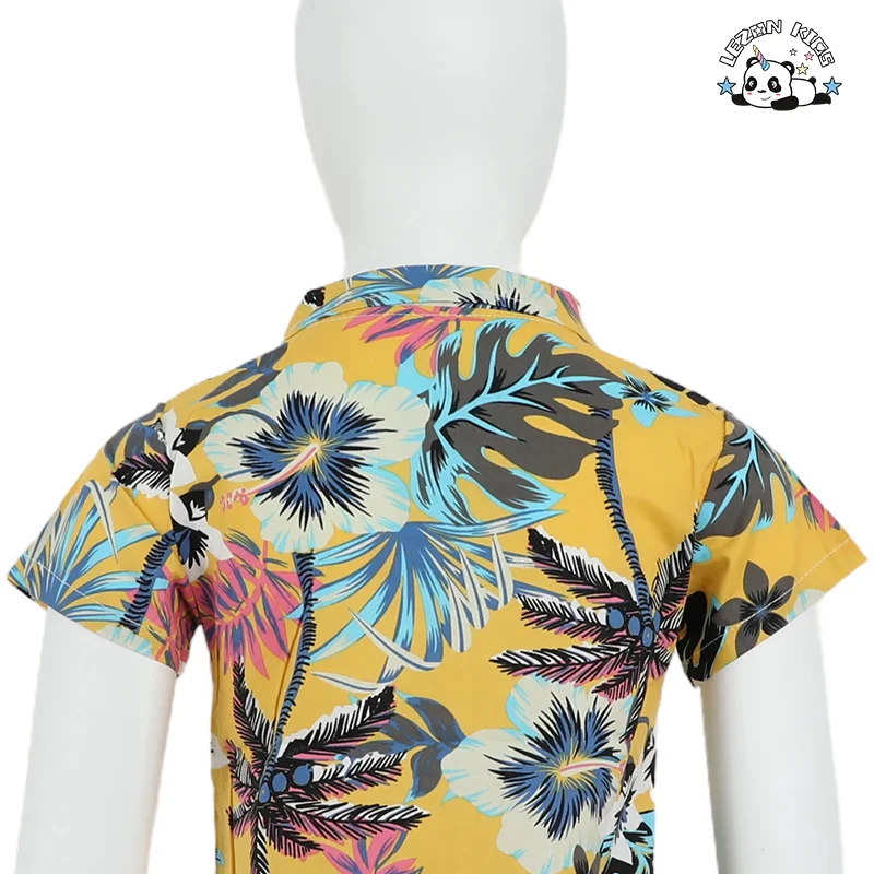 LEZONKIDS - Roupas infantis novas para meninos Verão 1-2-4-5 Anos Camisa manga curta Calções Conjunto de praia de duas peças